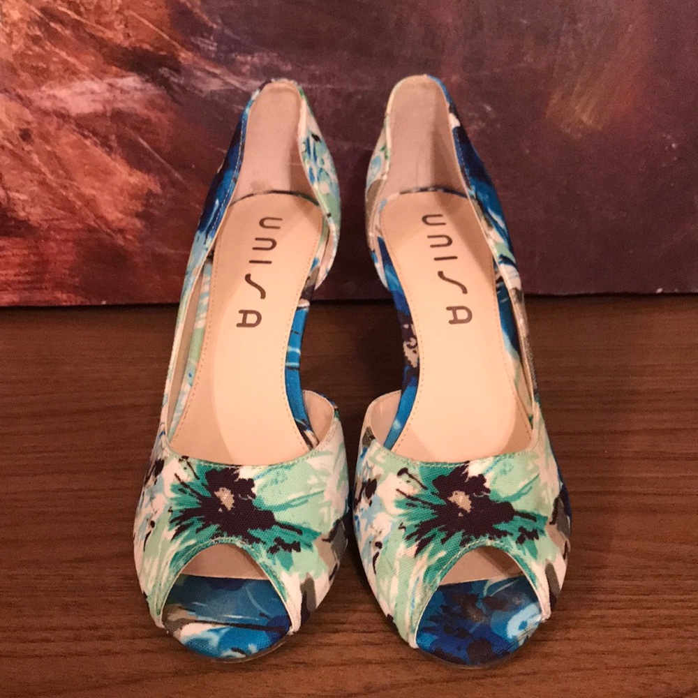 Multi colored heels.